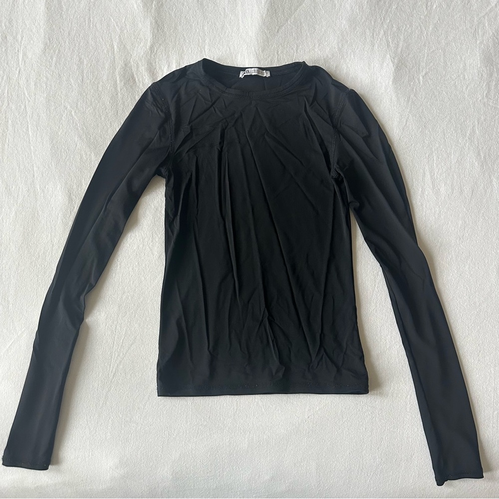 Zara Black Long-Sleeve Top